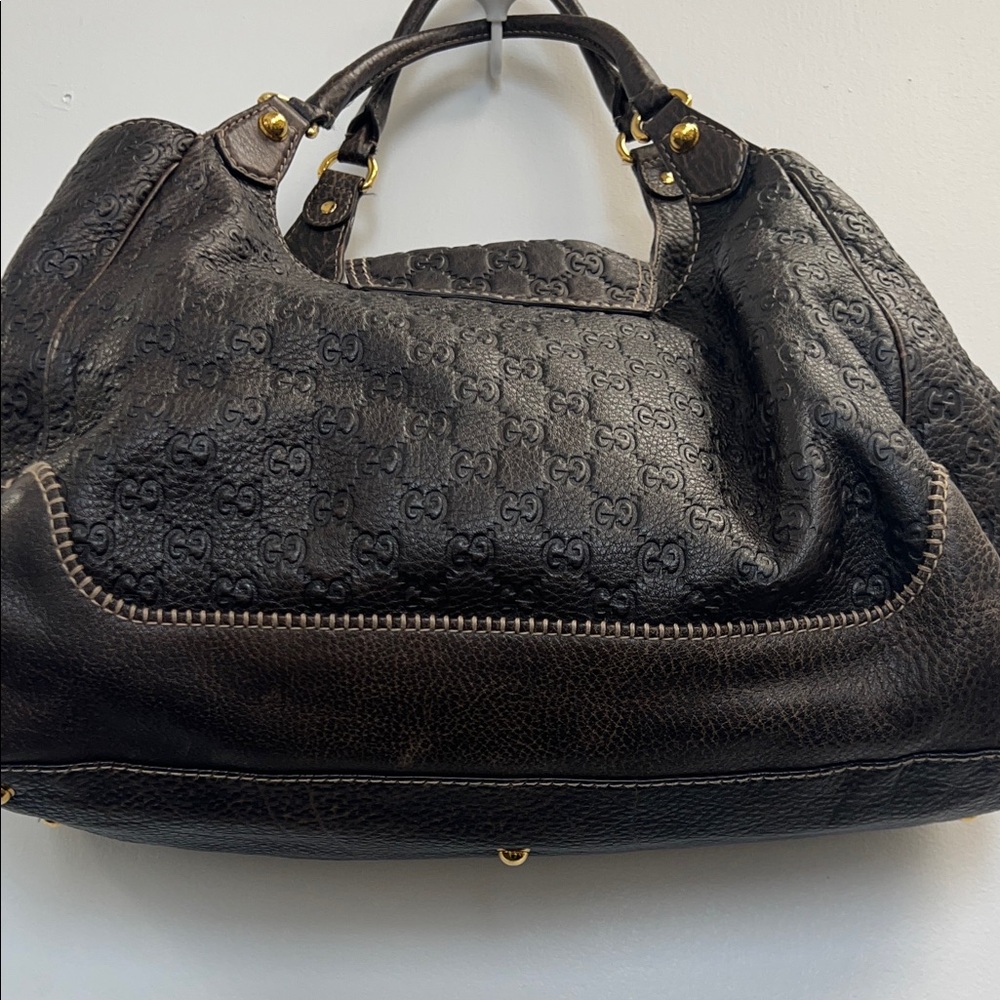 Pre-Loved GUCCI Guccissima Pelham Horsebit Large Shoulder Bag, Brown Leather - Picture 9 of 16